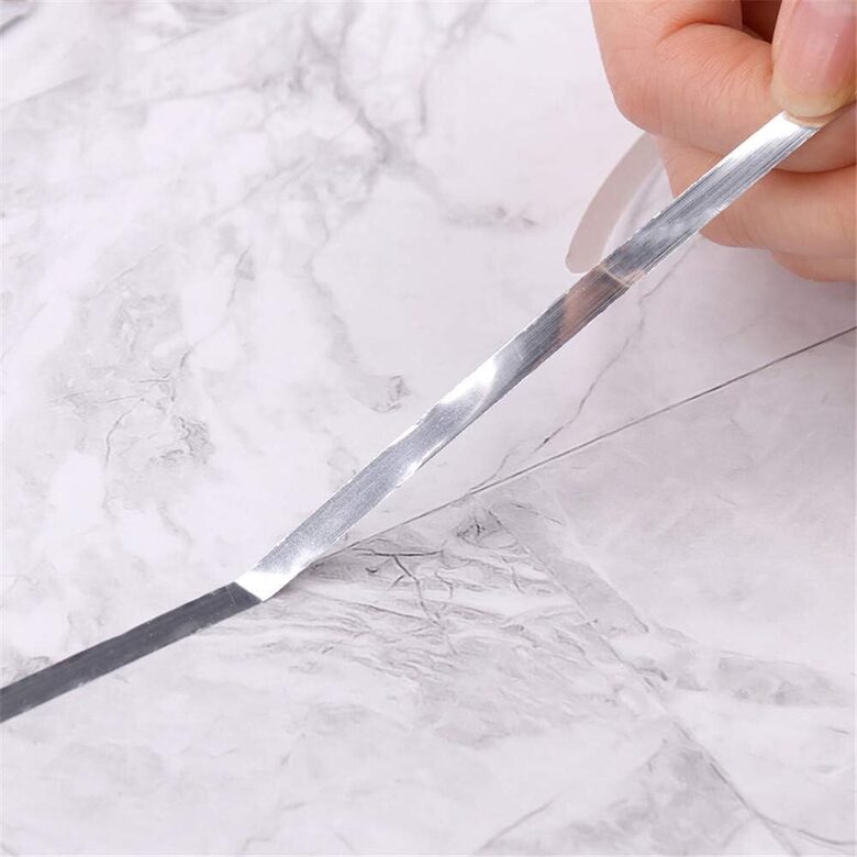 Декоративная клейкая лента, самоклеящаяся лента для заделки щелей между плитками, серебристая, 1 см x 50 м