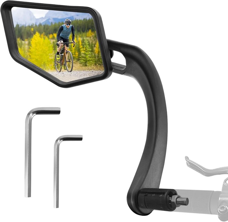 Velosipēda spogulis stūres galam, nerūsējošā tērauda lēca, atpakaļskatas spoguļi, kreisais