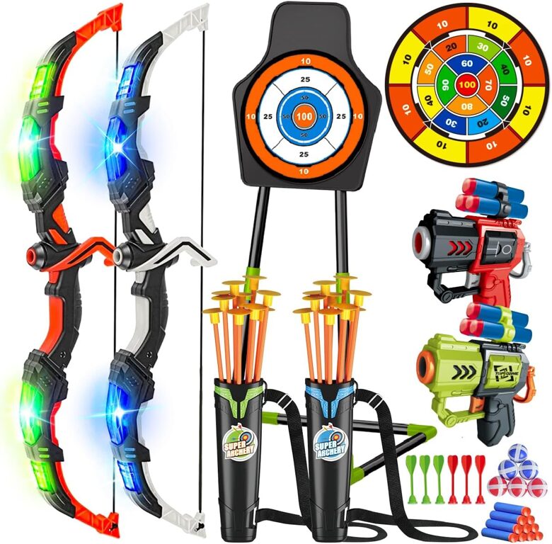 Children's bows in Wattos, target shooting game, guns, arrows, darts game, darts indoor/outdoor game