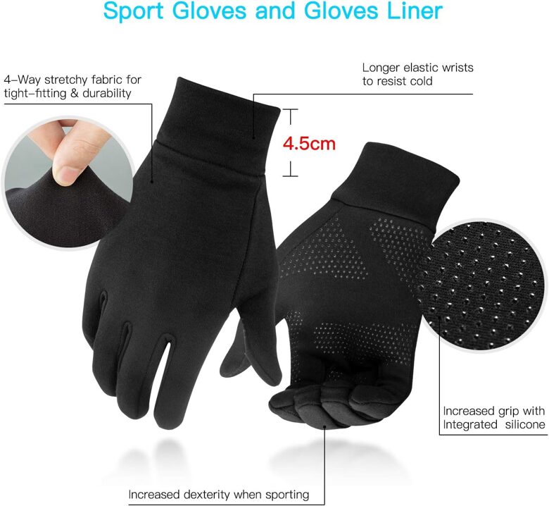 Unigear Unisex melni cimdi, sporta cimdi, Touchscreen, izmērs M
