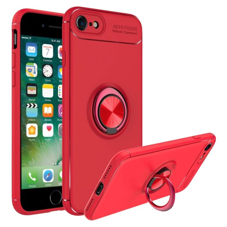 Защитный чехол для телефона Apple iPhone 6+ Plus, красный, магнитный, с кольцом