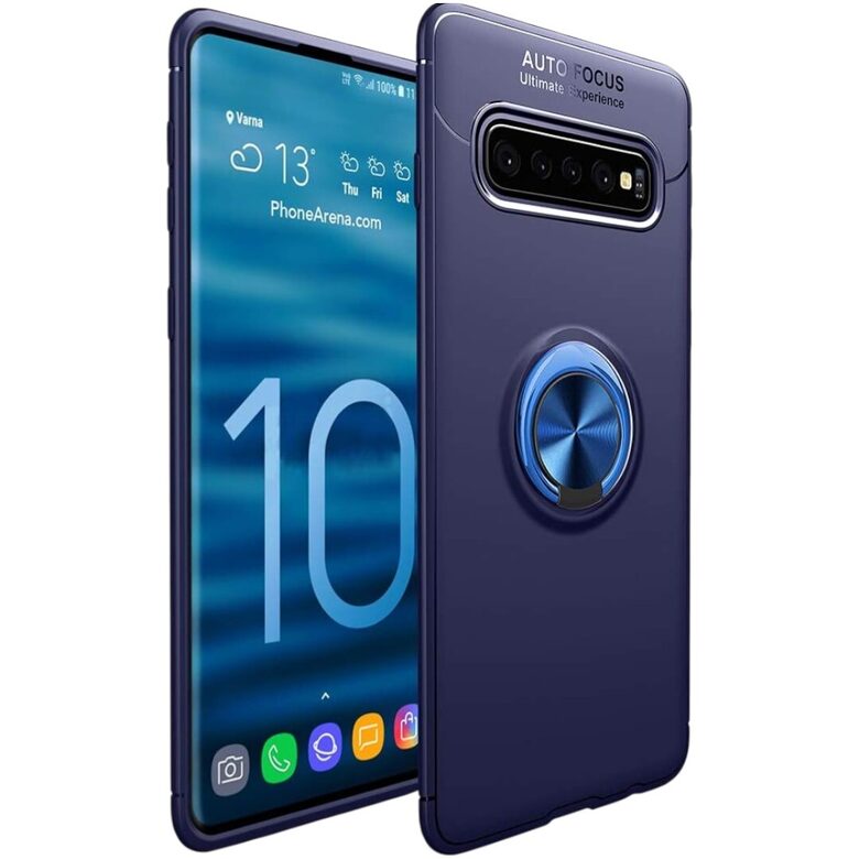 Защитный чехол для телефона Samsung Galaxy S10+ plus, 6,4 дюйма, синий, магнитный, с кольцом