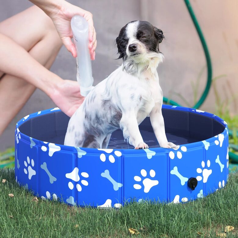 Foldable dog pool, dog bath, swimming pool for dogs and cats up to 25 kg Ø80 x 20 cm, PawHut