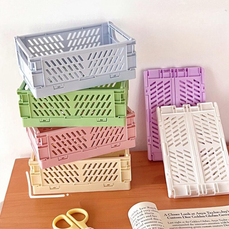 Salokāma plastmasas glabāšanas kaste 4 gab, salokāms organizators kosmētikai, rotaslietām, rotaļlietām