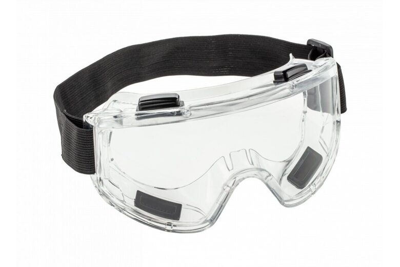 Safety glasses with rubber