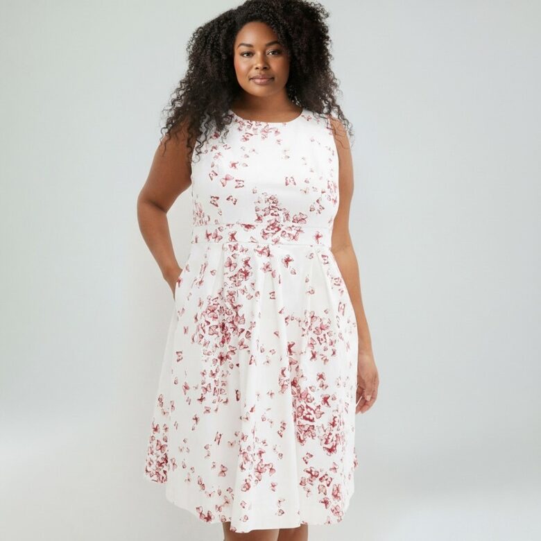 Eleganta balta kleita ar apdruku izmērs 3XL, BPC collection