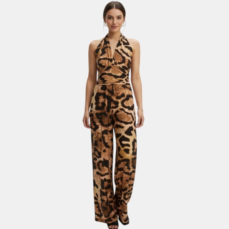 BodyFlirt leopard print pantsuit, size S/M