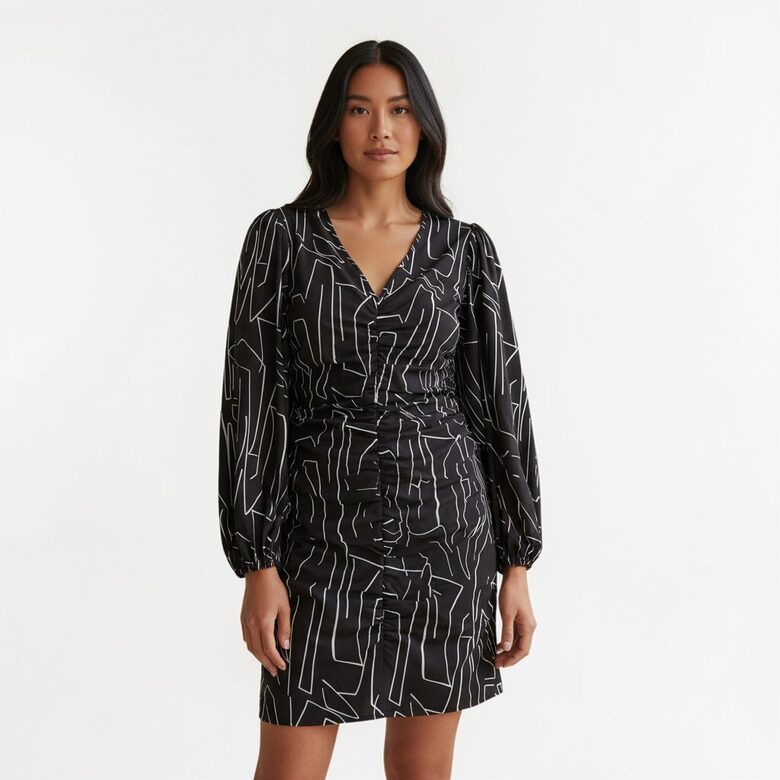 Black and white dress with ruffles, BodyFlirt, sizes XS and M