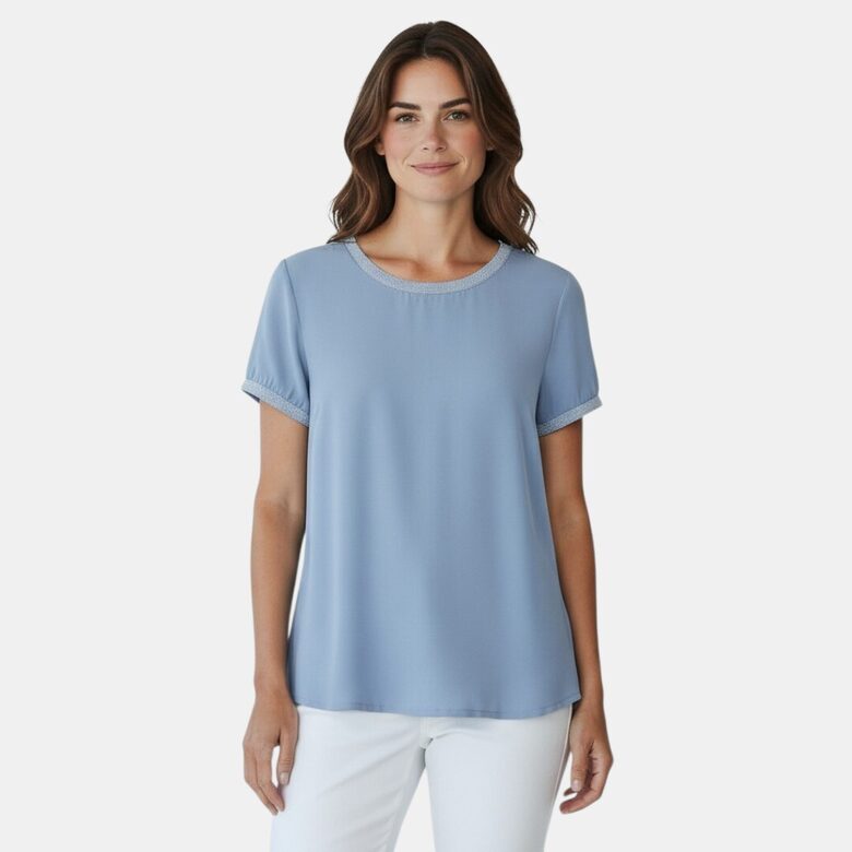 BodyFlirt синяя блузка с бантиками, размер XS