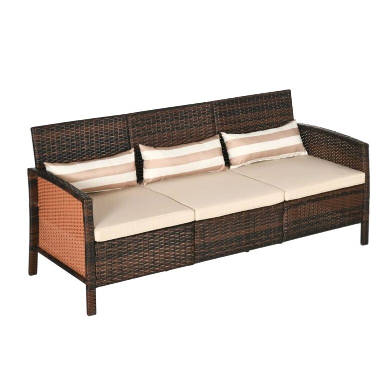 Garden lounge sofa, chair, sofa with cushion, three-seater, Outsunny