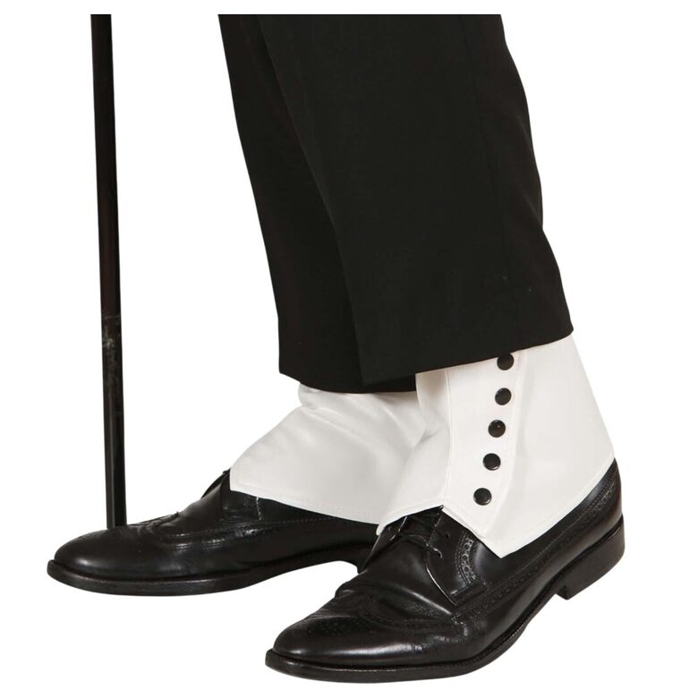 Retro apavu uzlikas, gangstera karnevāla kostīms, 80/90 gadu kostīms, getras