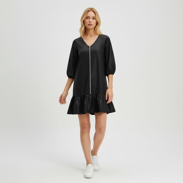 Черное платье на молнии, размер XXS/XS, Rainbow