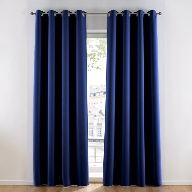 Темные шторы, занавески темно-синего цвета, 270х175 см