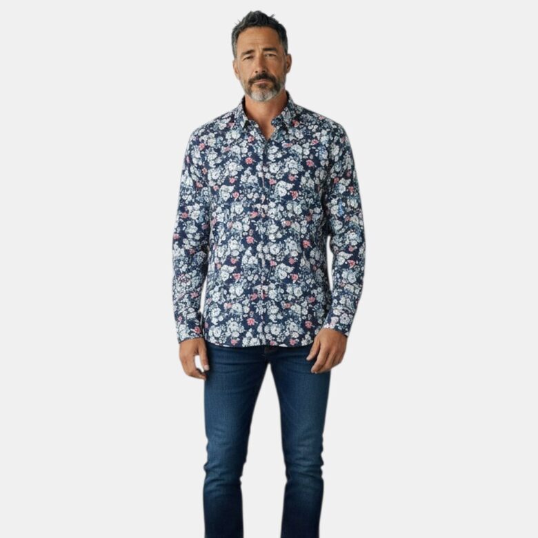 Рубашка Olymp с цветочным узором, размер 38/S