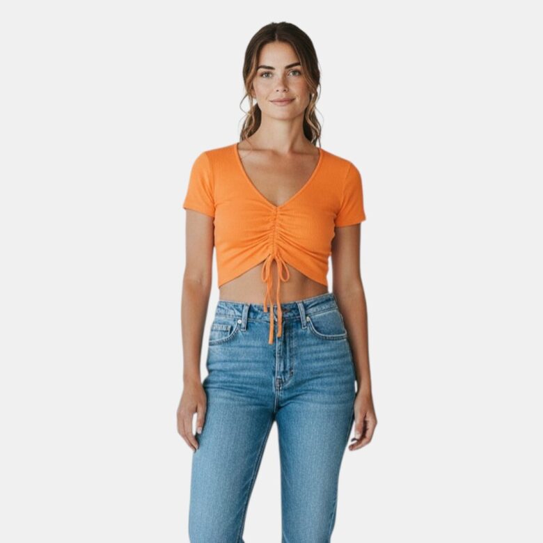 Only обтягивающий топ, оранжевый, размер S и M