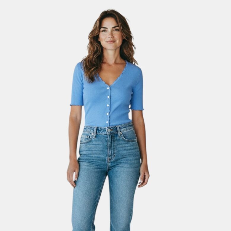 Only синяя рубашка с пуговицами, размер L