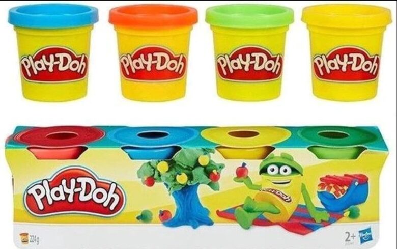Пластилин Play-Doh 4 штуки в упаковке оранжевый, синий, желтый и зеленый, 224 г, 23241