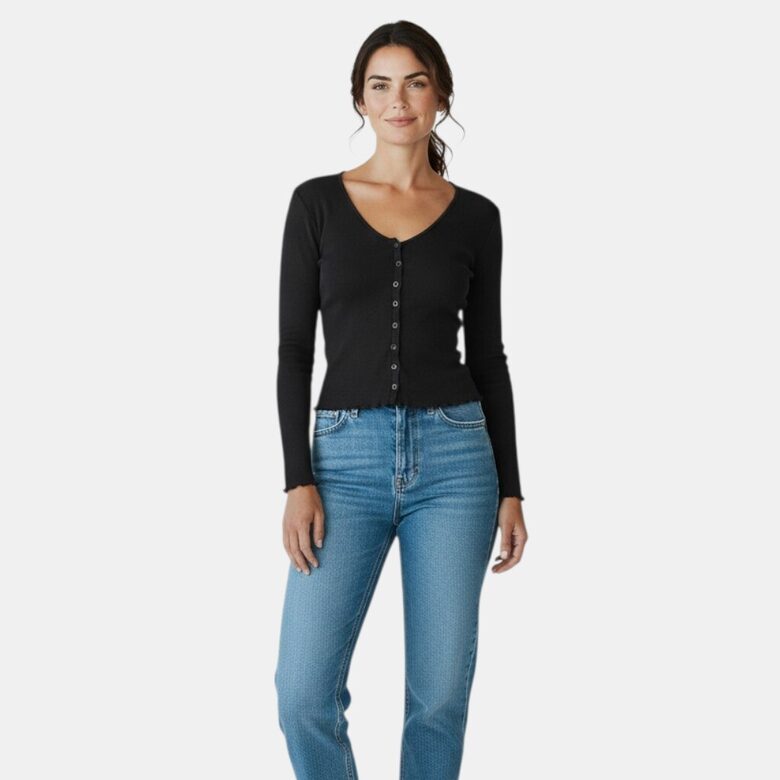 Review melns krekls ar pogām, izmērs XS