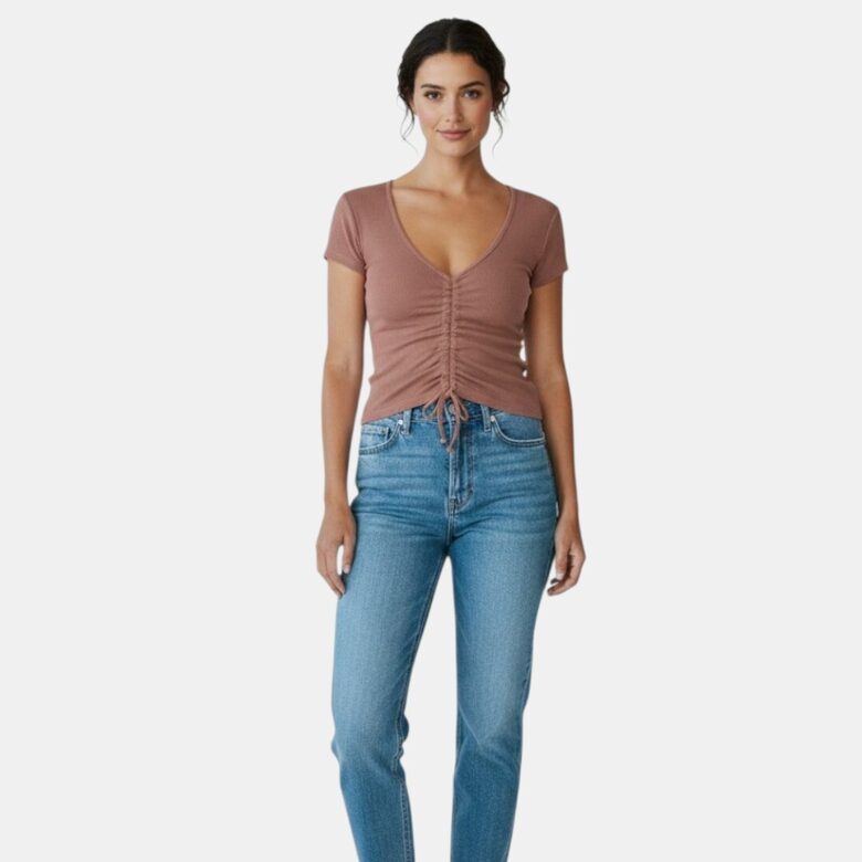 Review коричневая рубашка с застежками, размер М