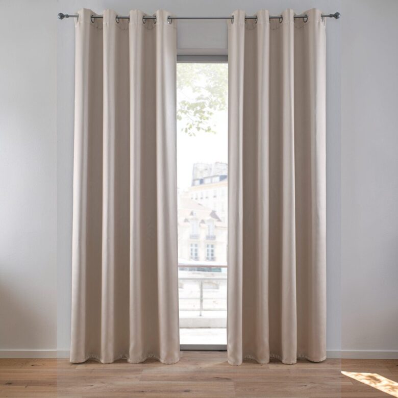 Dark curtains in beige color, 135x245