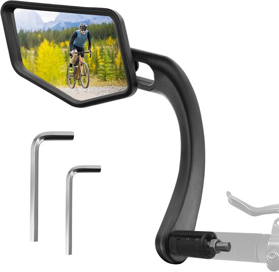 Велосипедное зеркало заднего вида на руль, линза из нержавеющей стали, левое