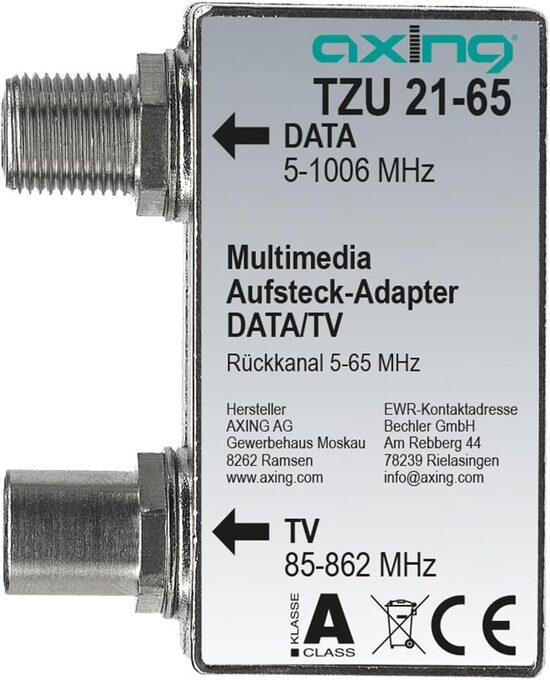 Мультимедийный адаптер-разветвитель Axing TZU 21-65, телевизионная антенна для кабельного модема
