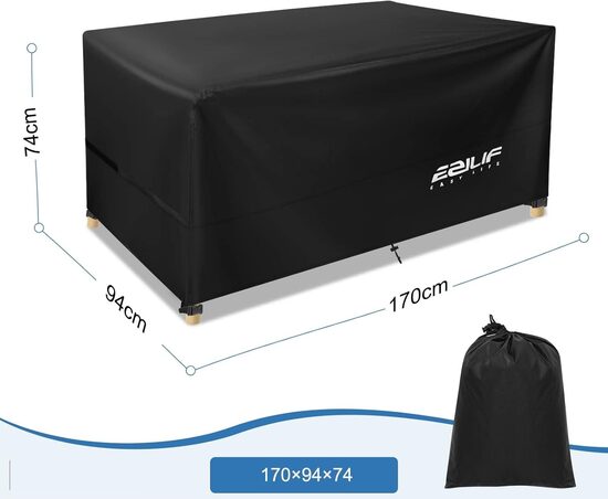 Dārza brezenta mēbeļu pārvalks, ūdensnecaurlaidīgs 170 x 94 x 74 cm