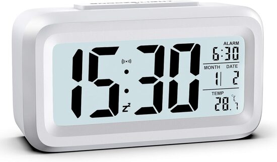 Alarm clock with thermometer, digital alarm clock