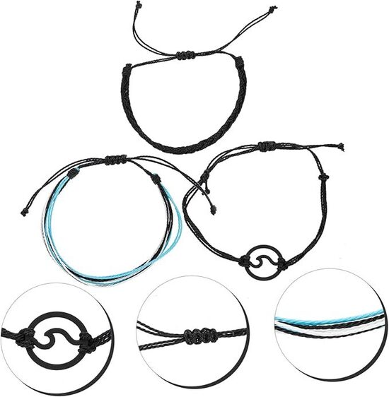 3 шт. плетеных браслетов, веревочных шнуров, браслетов, браслетов на ногу