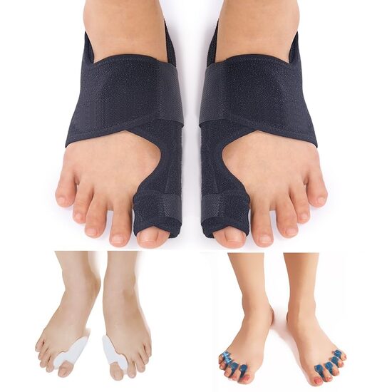Pirkstu korektors, pirkstu atdalītājs, īkšķa fiksators, kāju pirkstu ortoze, ortopēdisks komplekts