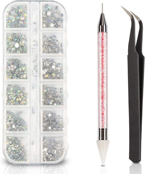 Набор для дизайна ногтей, маникюрный и педикюрный набор, декоративные стразы, пинцет