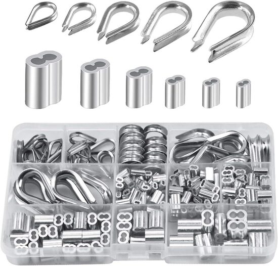 Набор из 250 шт. зажимов для проволочных тросов, алюминиевых кабельных зажимов для проволочных тросов
