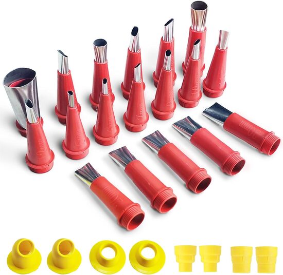 Nerūsējošā tērauda blīvēšanas sprauslas 23 gab, sprauslu blīvēšanas apstrādātājs, hermētiķa pistoles apdares uzgalis instruments