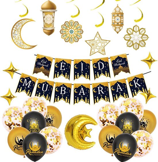 Rotājumi Eid Mubarak, piekarināmas dekorācijas, svētku baneris, Ramadāna festivāla noformējums, Islāmu, musulamņu