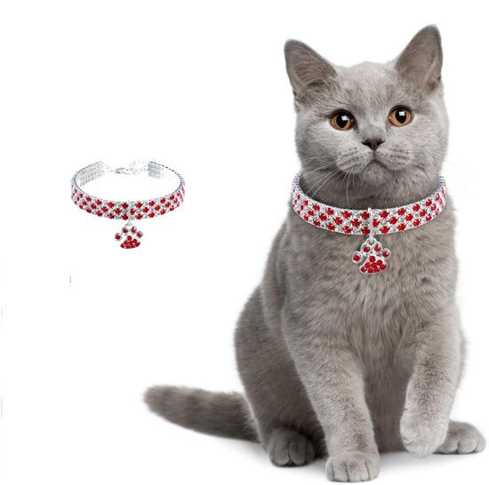 Mājdzīvnieku kakla siksniņa, regulējama kristāla siksna suņiem un kaķiem, S izmērs