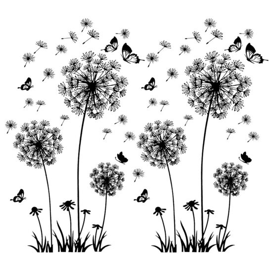 Декоративные наклейки на стену из ПВХ 2 шт., одуванчики, бабочки