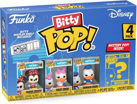 Figūru komplekts Funko Bitty POP! Minnija, Donalds Daks, Mikijs, Disney Minnie Mouse, Daisy Duck, Donald Duck, Mickey 4 gab