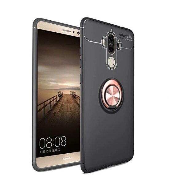 Защитный чехол для телефона Huawei Mate 9, черный, магнитный, с кольцом