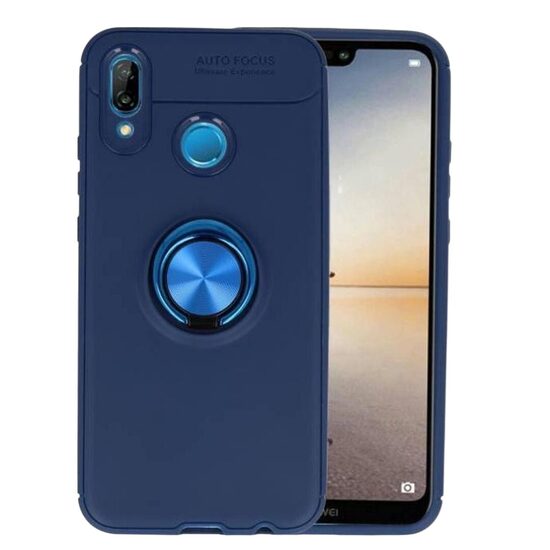 Чехол для телефона Huawei P20 Lite, синий, магнитный, с кольцом