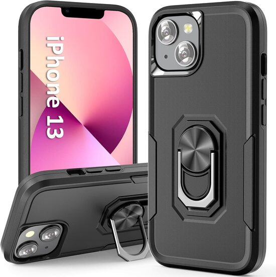 Защитный чехол для Apple iPhone 13 Pro Max, черный, магнитный, с кольцом