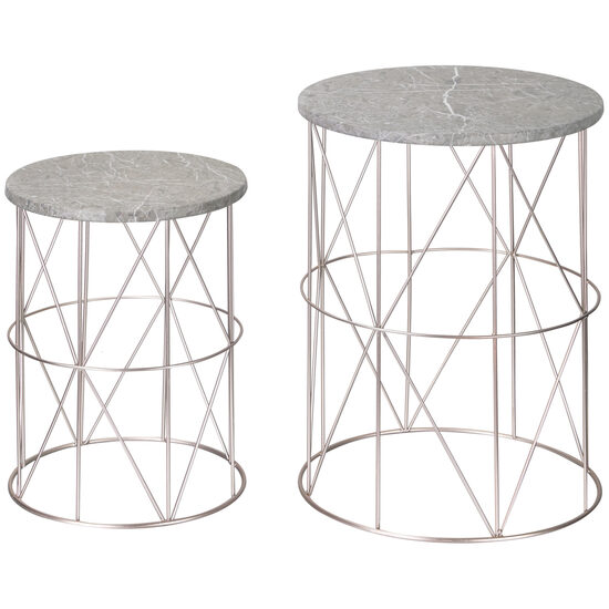 Садовый стол, комплект из 2 предметов, круглый журнальный столик, мрамор, Ø38x52,5 см, Outsunny