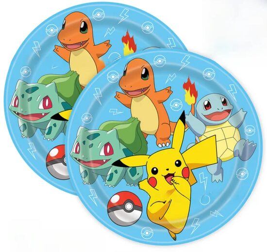 Pokemon vienreizlietojamie papīra ballīšu šķīvji, 16 gab, 23 cm