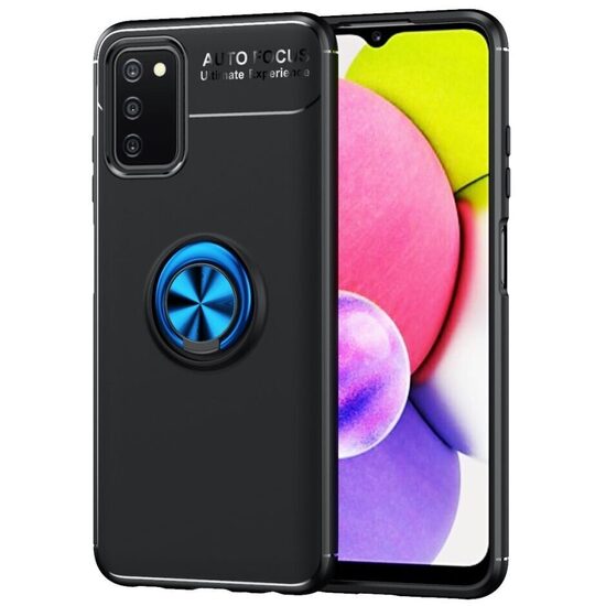 Защитный чехол для телефона Samsung Galaxy A03S (164), черный, магнитный, с кольцом