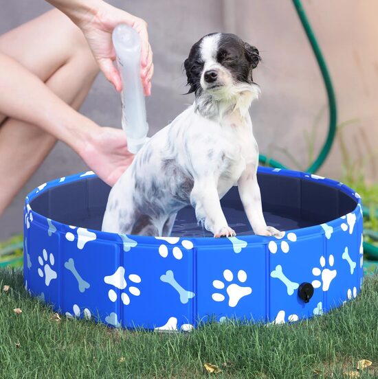 Foldable dog pool, dog bath, swimming pool for dogs and cats up to 25 kg Ø80 x 20 cm, PawHut