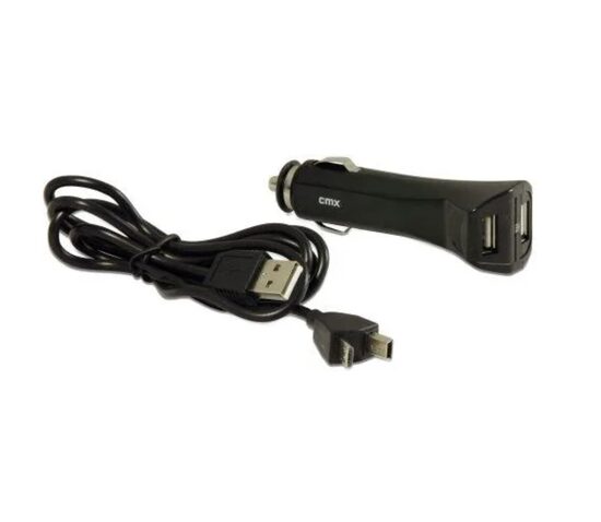Cmx universal USB car charger (12V/3A), 2xUSB-A, USB-Mini, USB-Micro, white and black