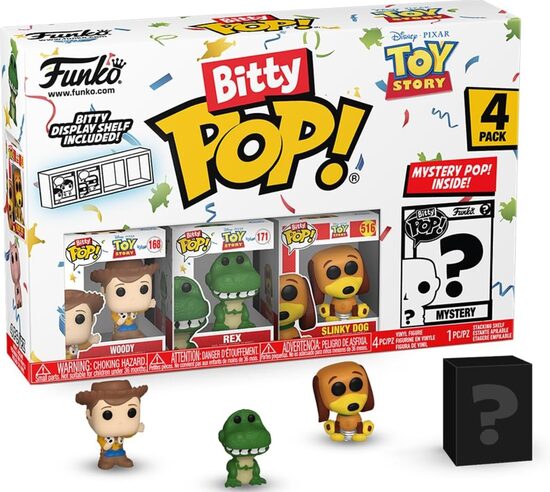 Figūru komplekts Funko Bitty POP! Toy Story - Vudijs, Rotaļlietu stāsts Woody, Slinky Dog, Rex 4 gab
