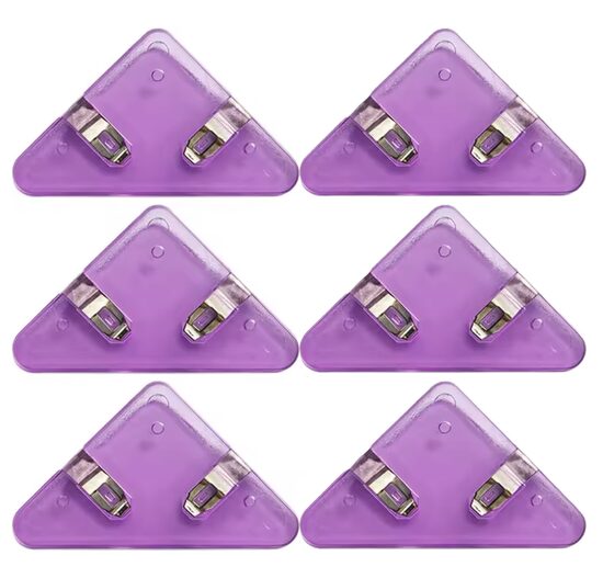 6 gab Saspraudes, trīsstūra papīra, dokumentu klipši, grāmatzīme violetas