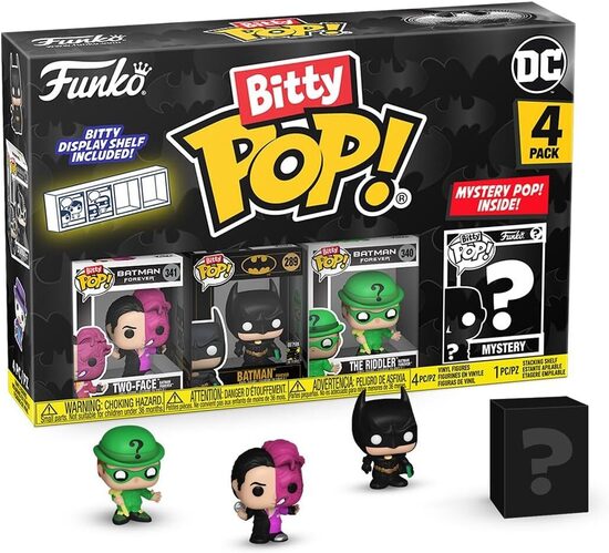Figūru komplekts Funko Bitty POP! Betmens, Batman 85th Two Face, Batman, The Riddler 4 gab