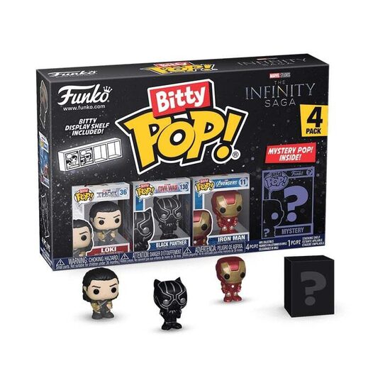 Figūru komplekts Funko Bitty POP! Marvel The Infinity Saga Dzelzs vīrs, Black Panther, Loki, Iron Man 4 gab