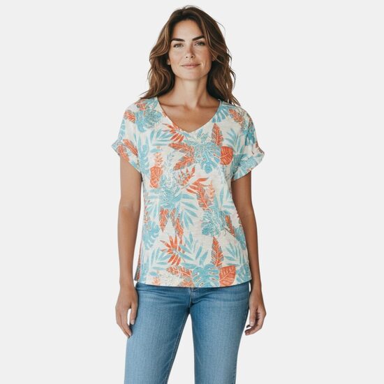 Блузка BodyFlirt с пальмовыми листьями, размер XXS/XS